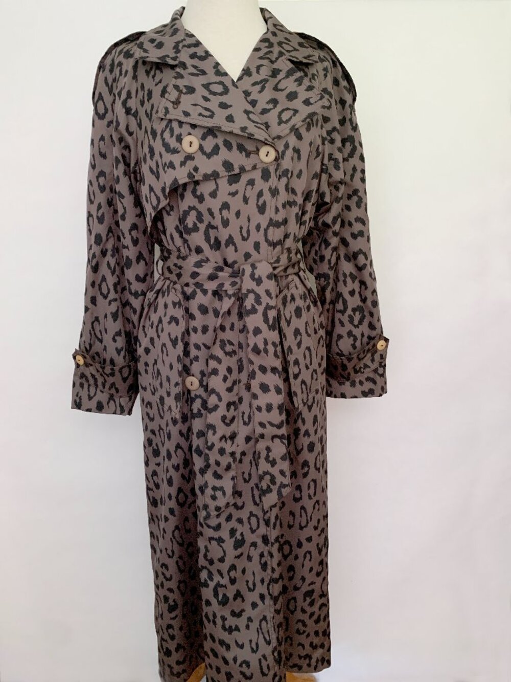 Vintage Novelti Double Breasted Leopard Raincoat